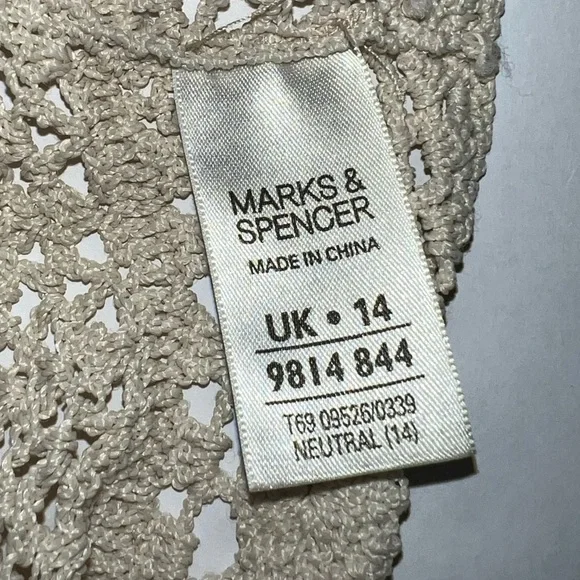 Crochet Sheer Cream Cover Up Women’s Size Medium - Picture 8 of 8